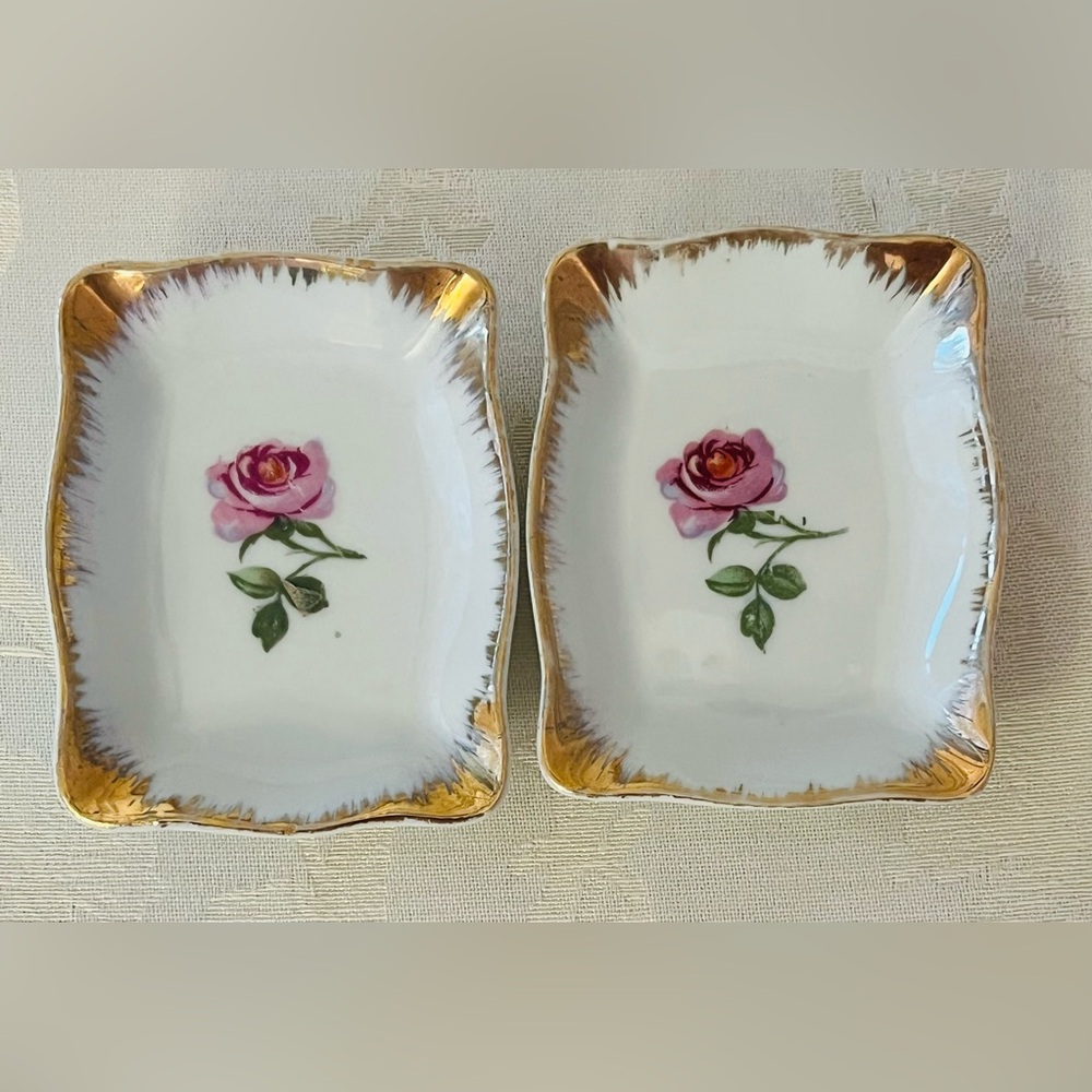 Elegant Vintage Floral Porcelain Hand Painted Japan Trinket Dishes - Picture 11 of 16